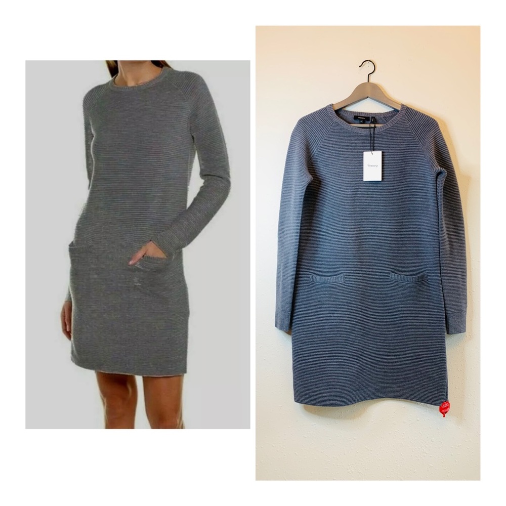 Theory Women’s Crew Knit Wool Blend Sweater Mini Dress Size Medium NWT